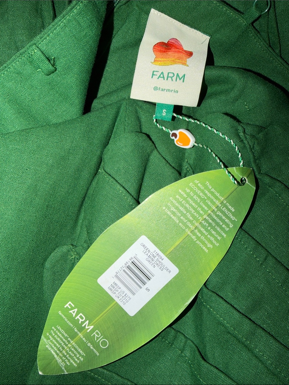 Farm Rio Green One Shoulder Lea Mini Dress - Picture 7 of 11
